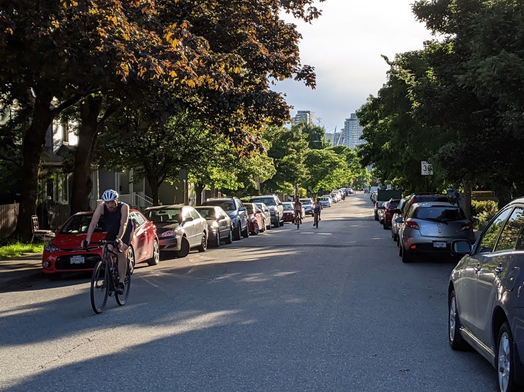 Slow Streets connect various cycling routes and greenways. People cycling along Union Street near Princess Street.