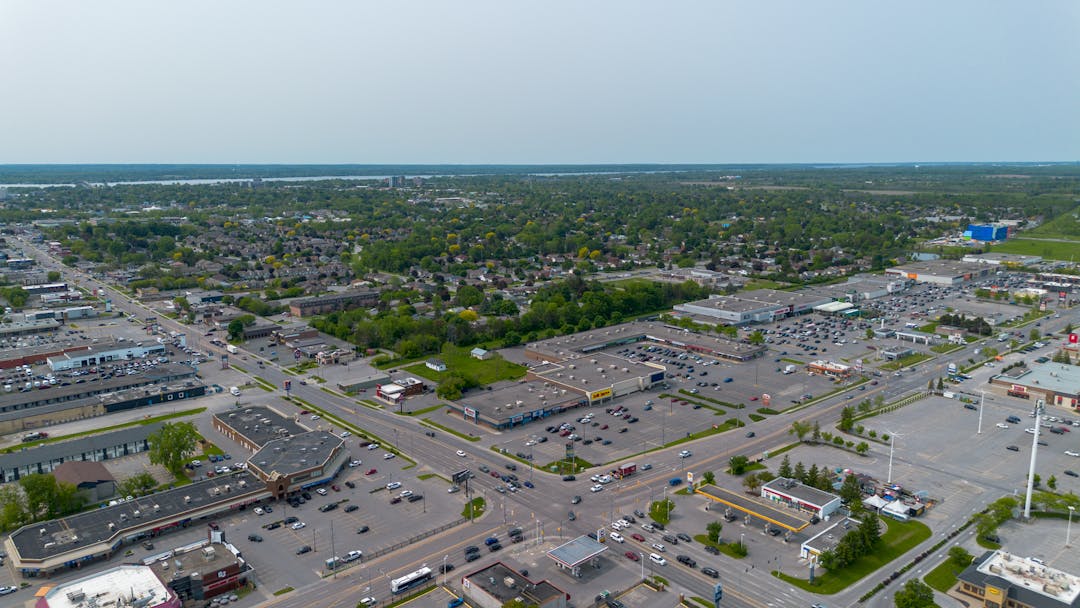 Aerial photo of the intersection of Bell Boulevard and North Front Street.