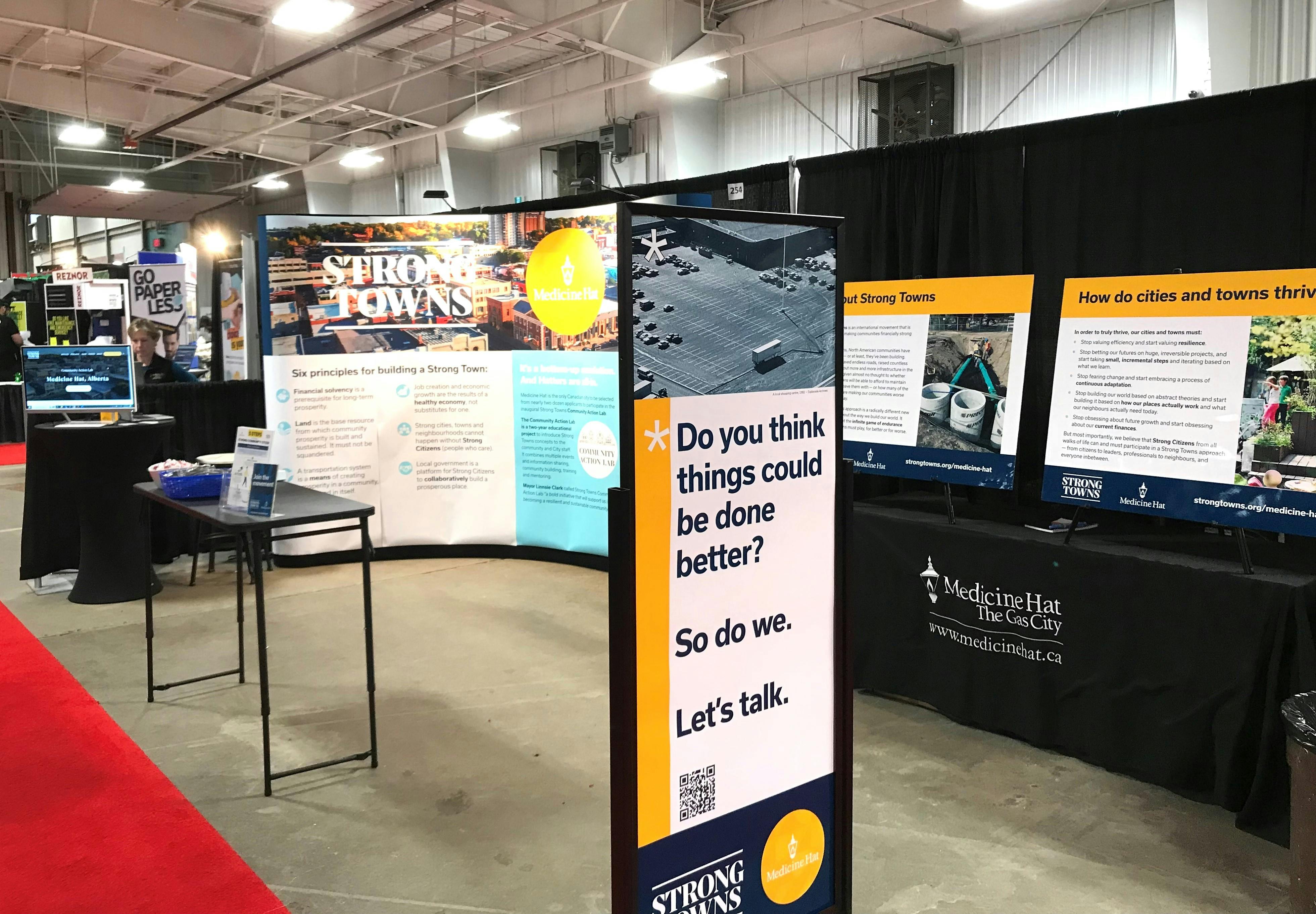 Trade show booth is set up - ready to greet Hatters!