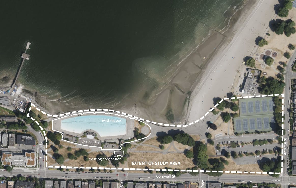 Aerial view of study area