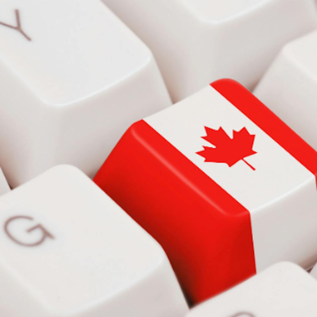 Canadian flag on a computer keyboard button