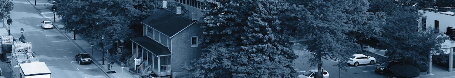 photo of a Burlington street with houses and trees