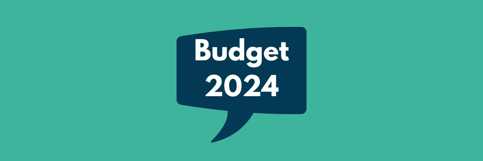 A speech bubble containing the words BUDGET 2023