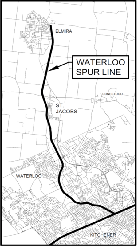 Map of Waterloo Spur Line