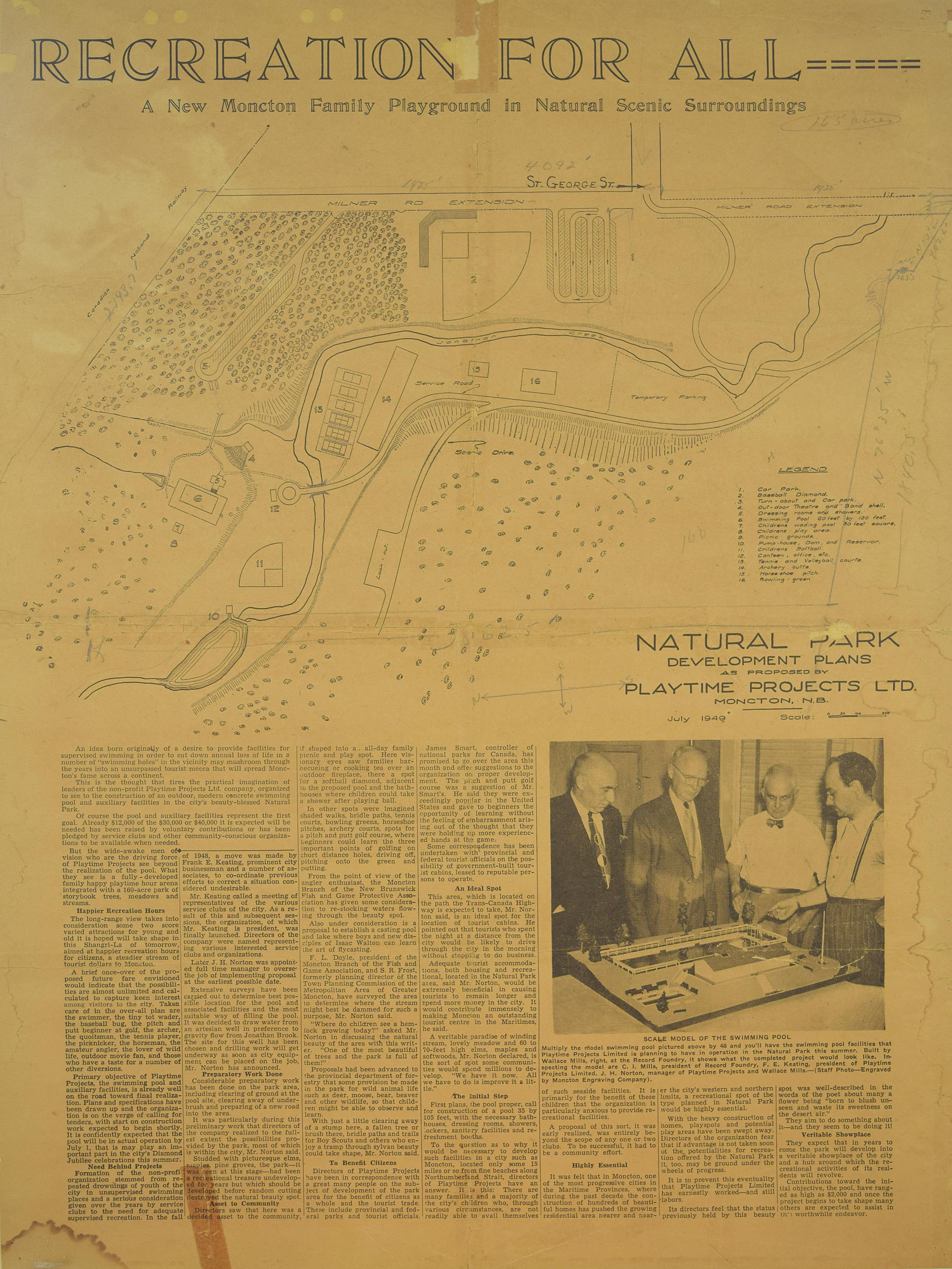 Plan du parc du Centenaire (juillet 1949)