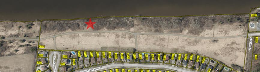 Aerial view of park indicating proposed lookout point