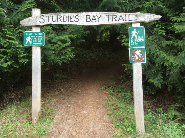 Entrance to Sturdies Bay Trail, Galiano Island