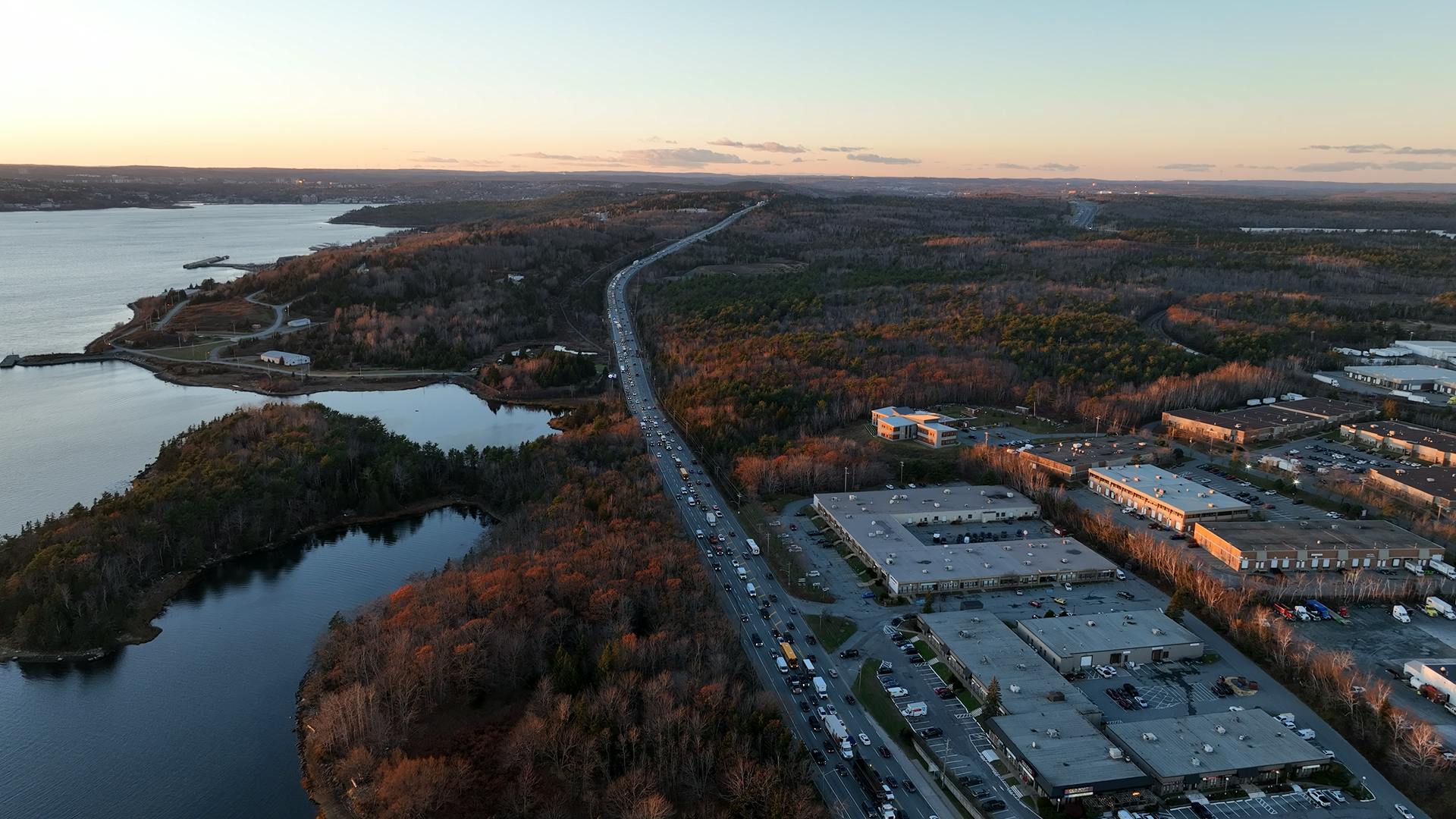Looking north of Akerley Boulevard on Windmill Road towards Magazine Hill
