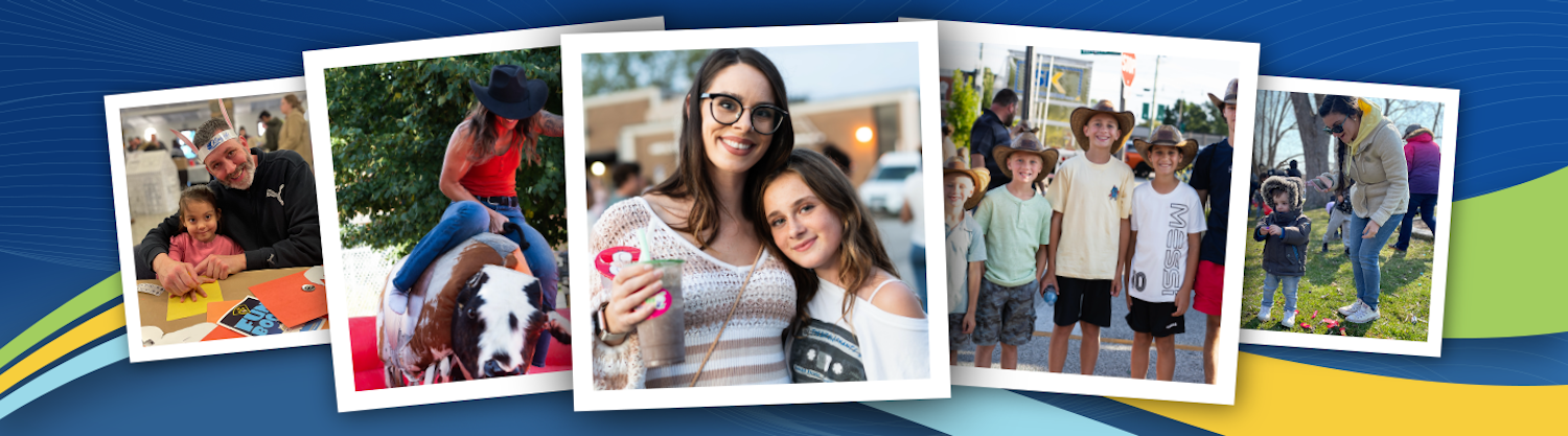 Polaroid photos show images from town events from Easter and Block Party