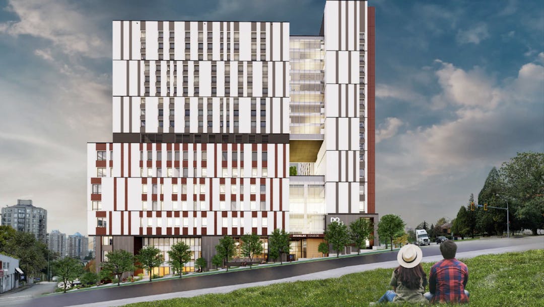 Rendering of 20-storey academic and student housing building at 808 Royal Avenue