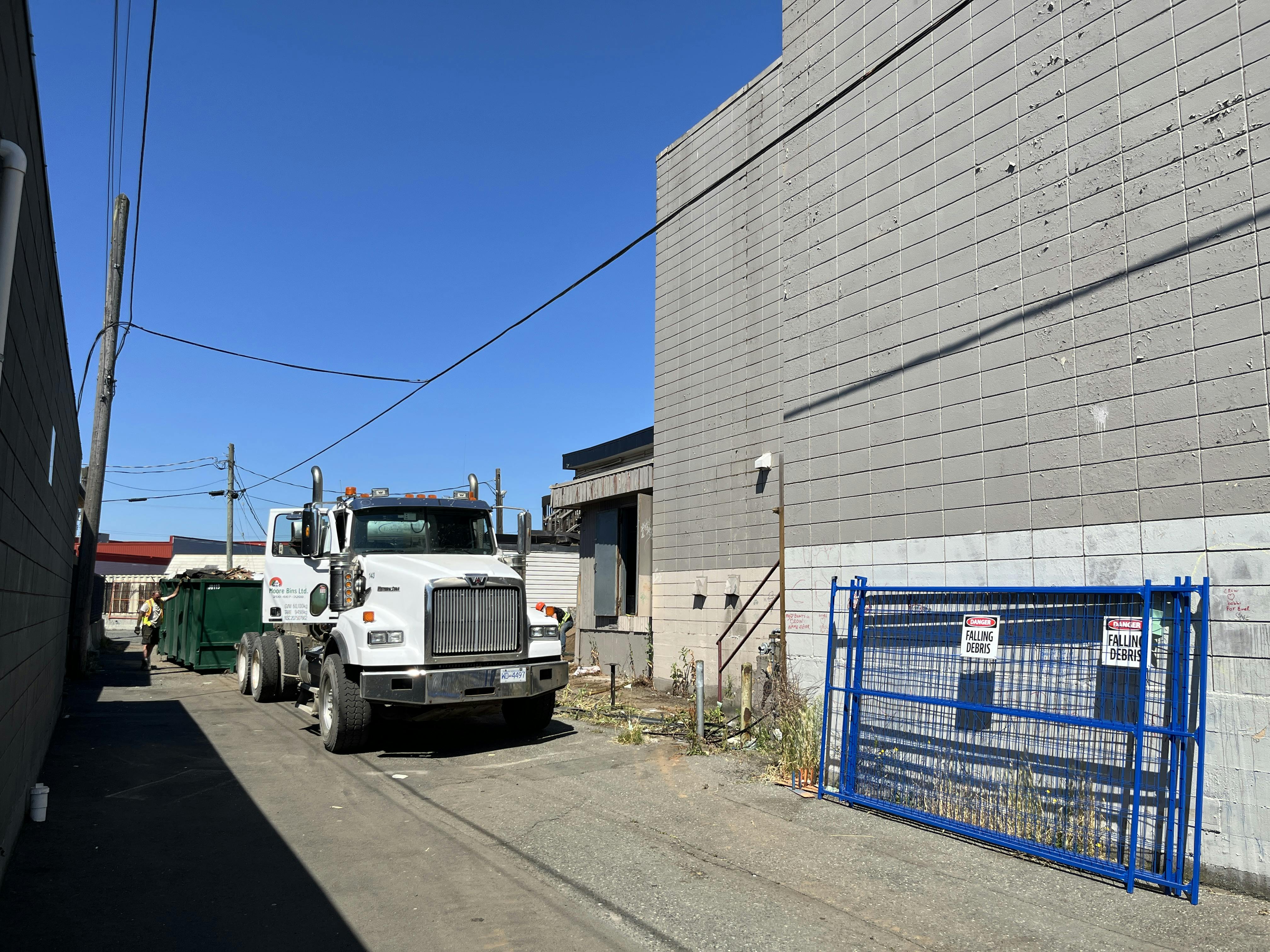 Truck on site of Reimagine the Row project