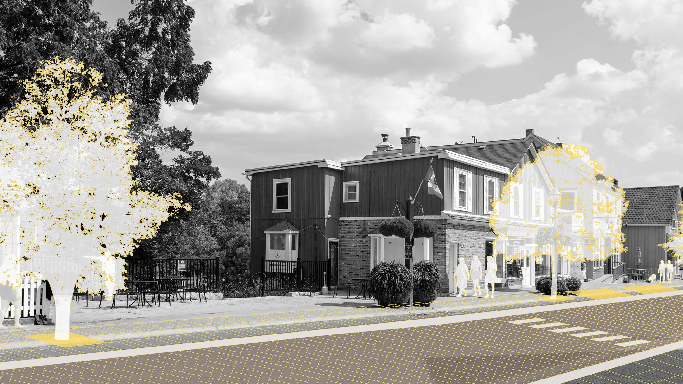 Conceptual view of the proposed Main Street Unionville Revitalization. Image by Daniel Bishay.