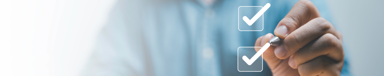 Photo of someone checking off a box