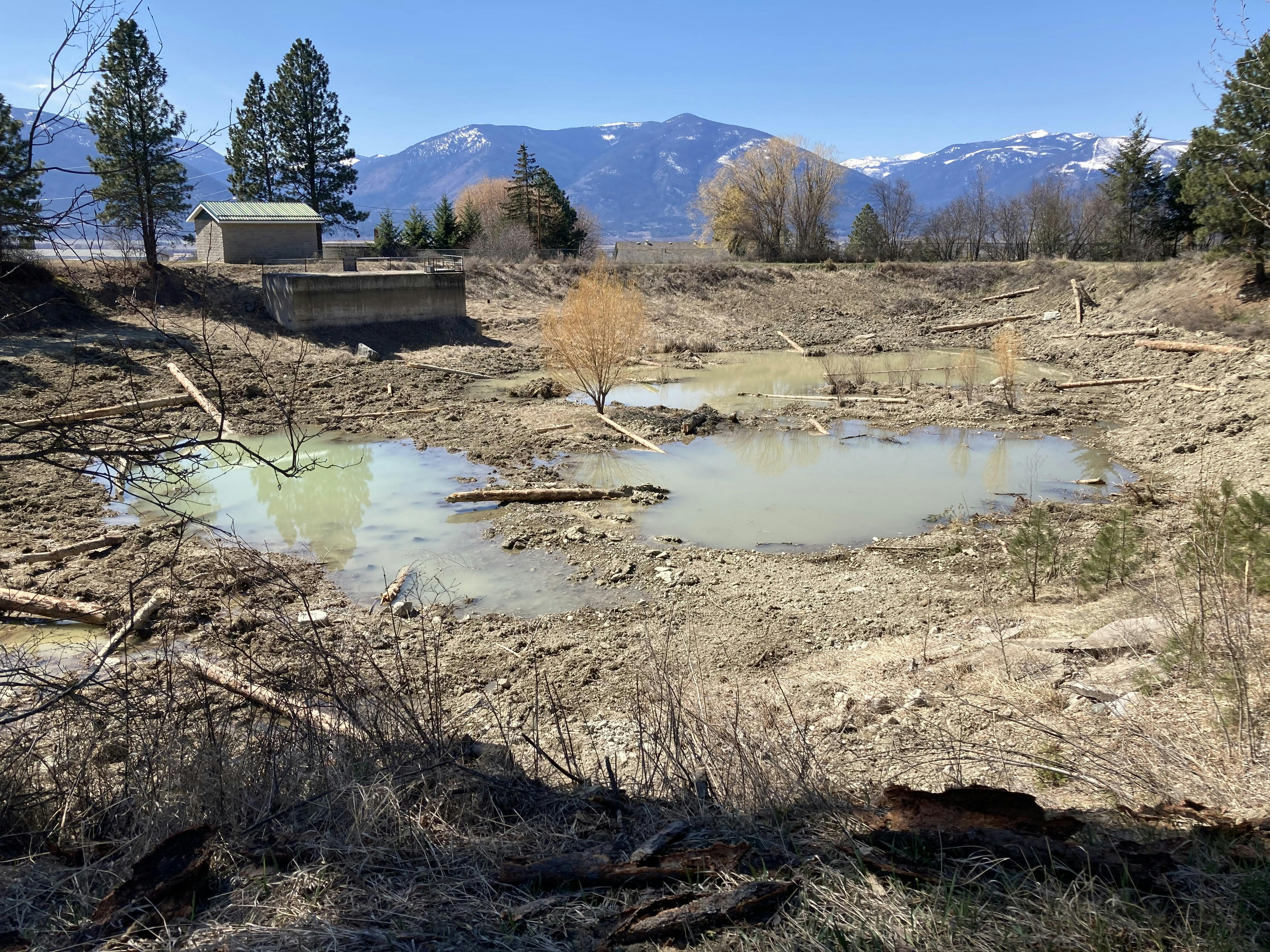2021 Southwest reservoir site immediately following restoration. Facing west.