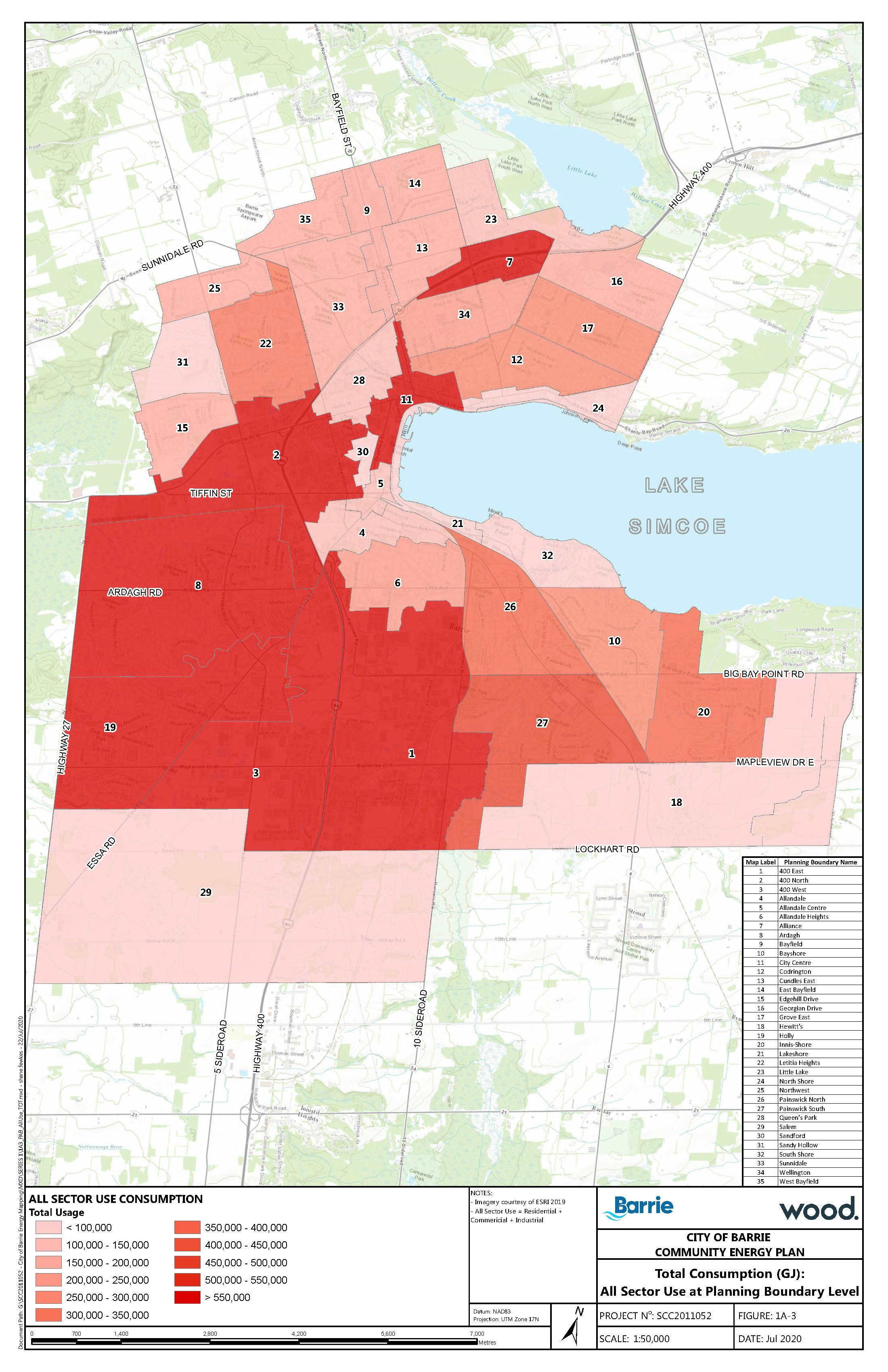 Map of total GHG emissions in Barrie - 2018.jpg