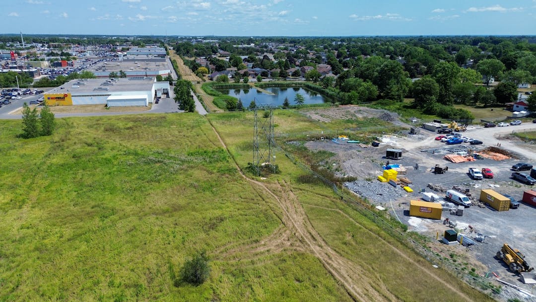 Aerial photo of the hydro transmission corridor along Bell Boulevard.
