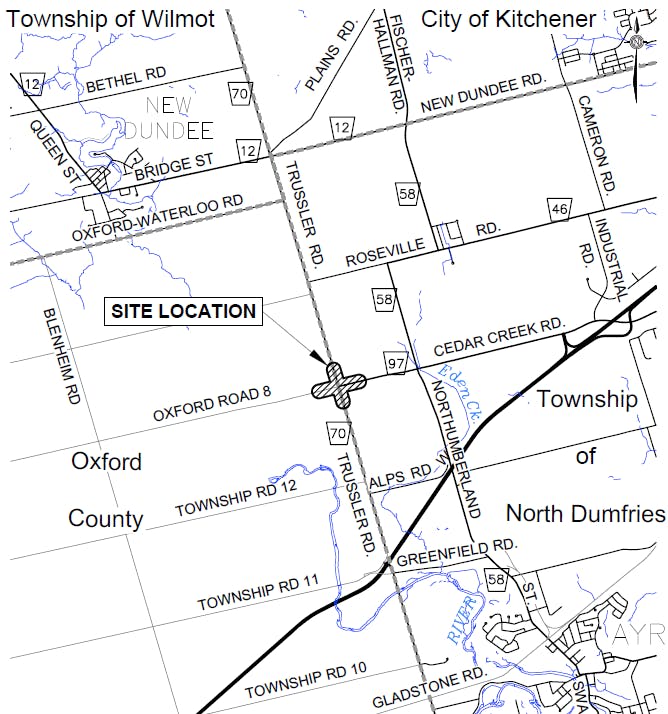 Location of the Roundabout at the Cedar Creek and Trussler Road Intersection