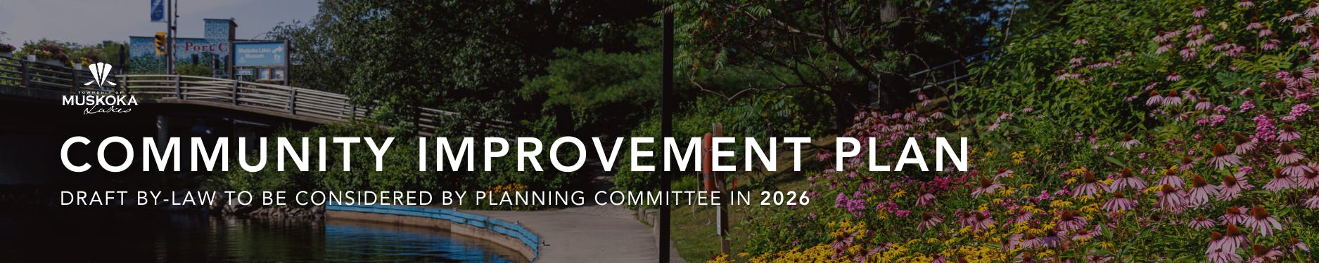 Township of Muskoka Lakes Logo, Community Improvement Plan, review proposed updates, share your feedback below