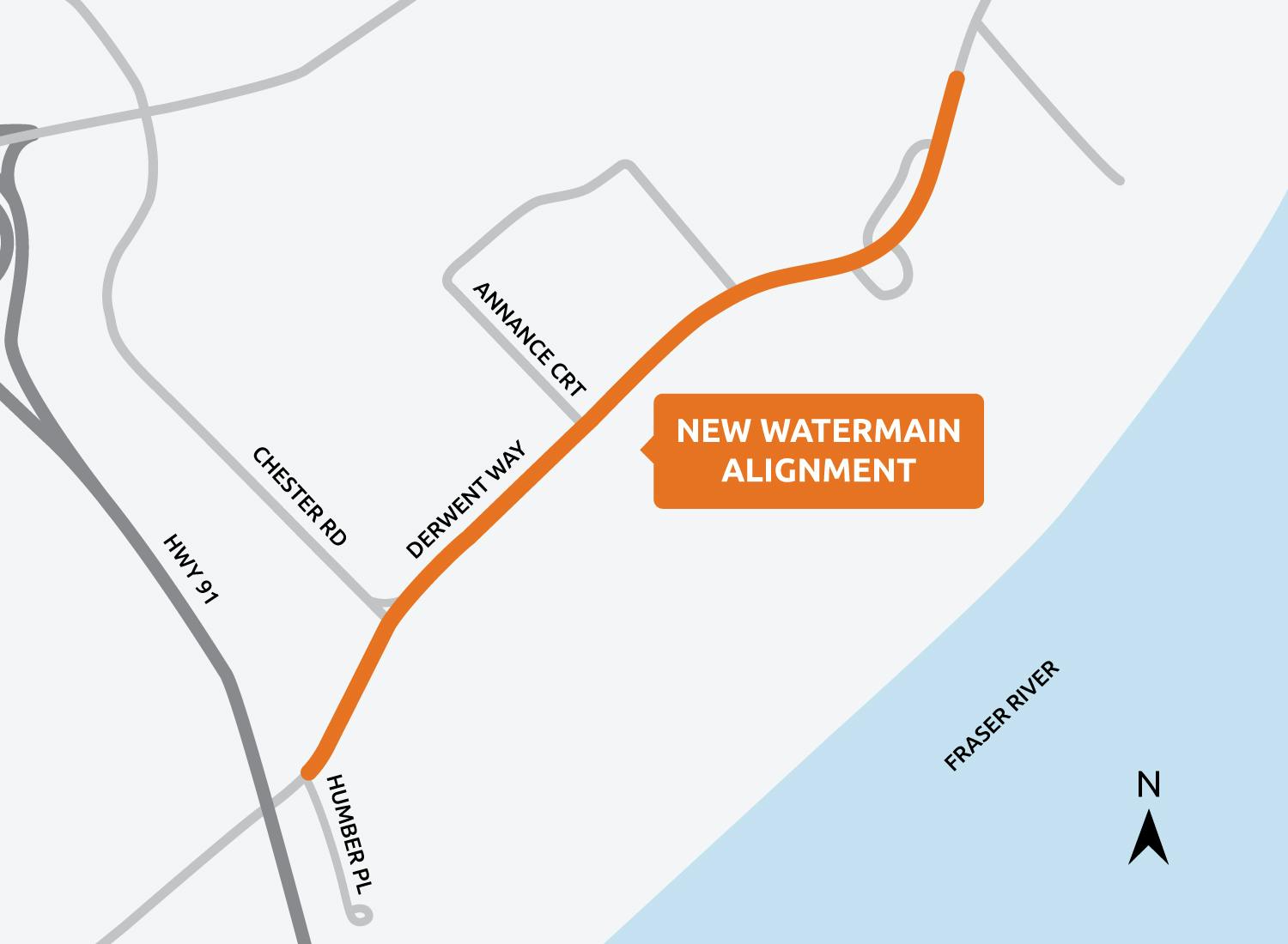Site Map - Derwent Way Watermain Replacement