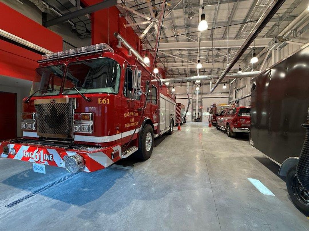 The original two bay fire hall was constructed with cinder blocks in 1985. A third bay addition was built onto the side of the original structure in 1996.