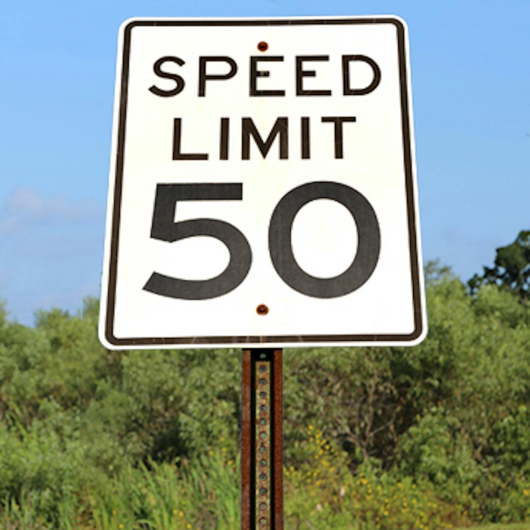 A speed limit sign indicating 50 km per hour