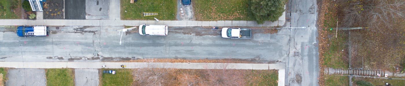 A top down aerial photo of Henry Street.