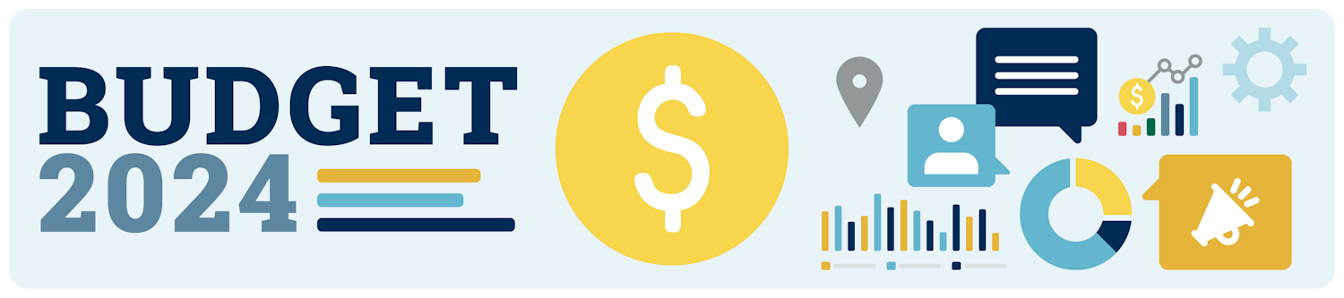 Graphic with text New Westminster Budget 2021 Financial Plan Community Consultation