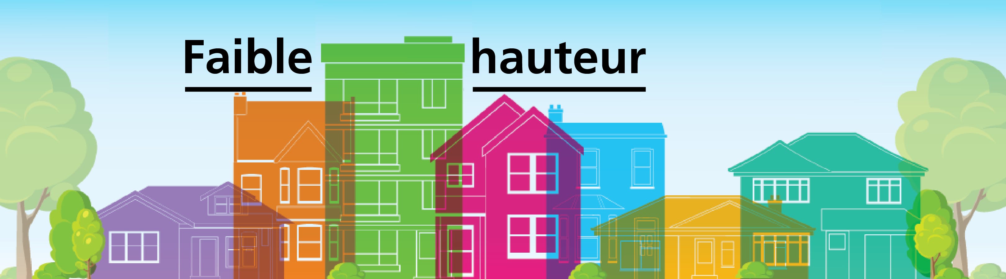 Illustration d'une rangée bâtiments de faible hauteur.