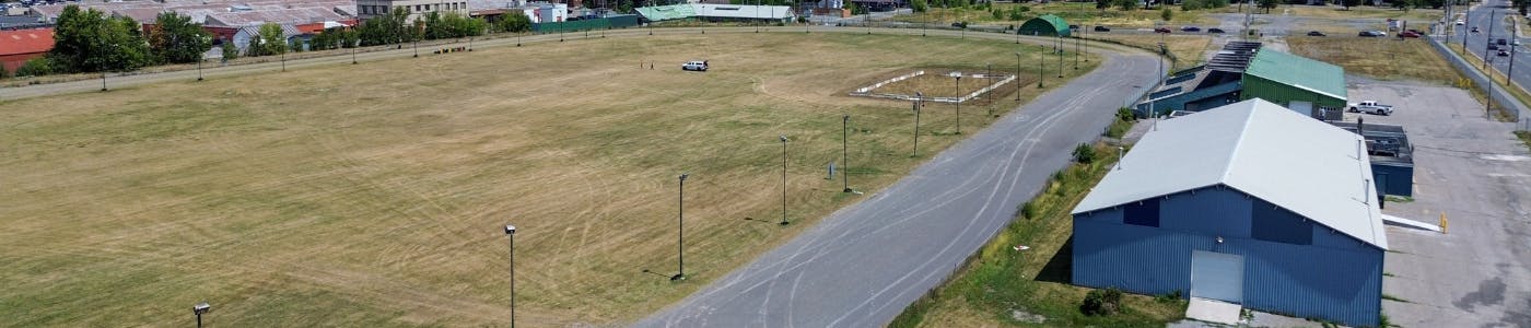Aerial photo of the old fairground site on Bridge Street East.