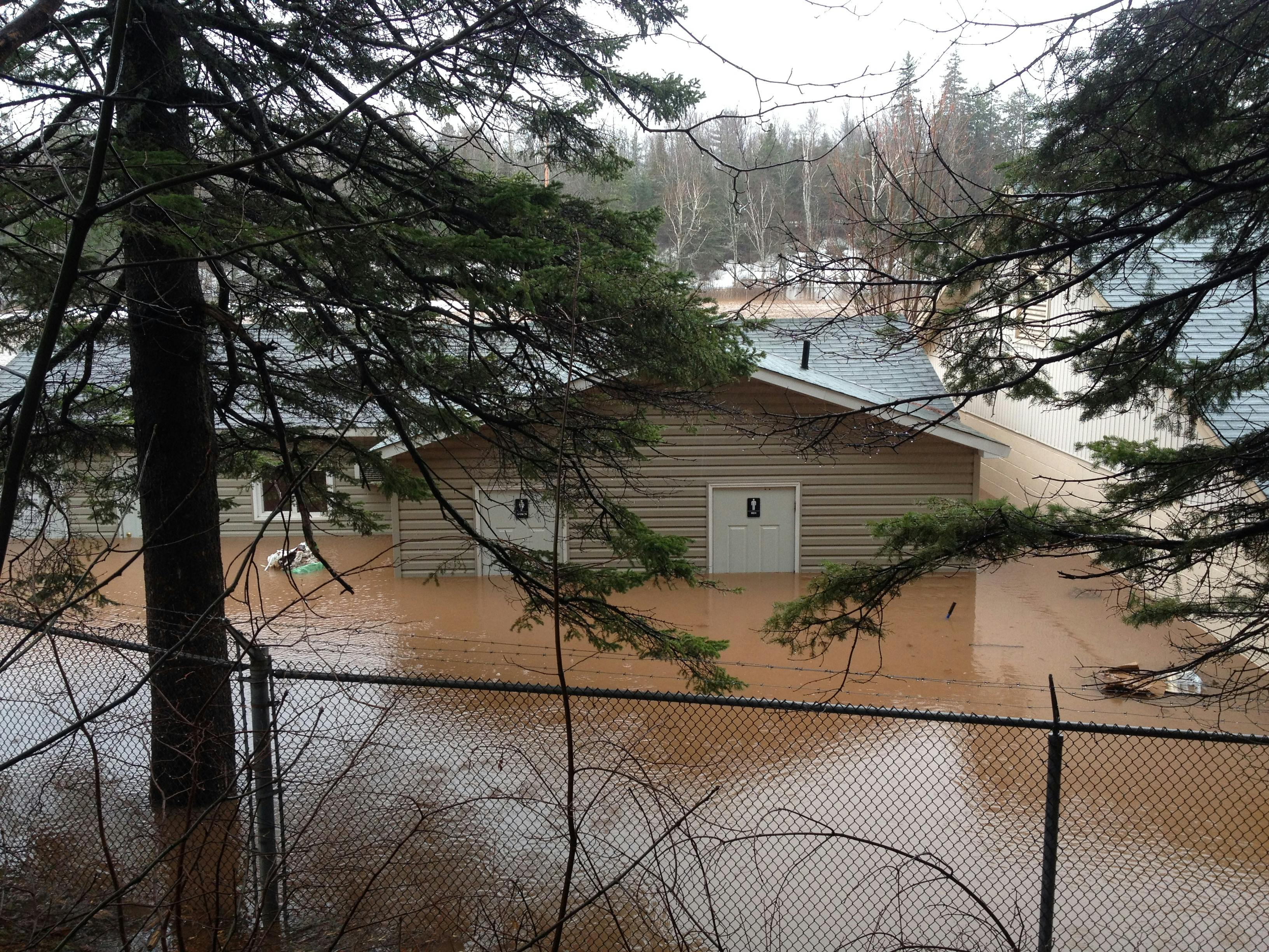 partially submerged building