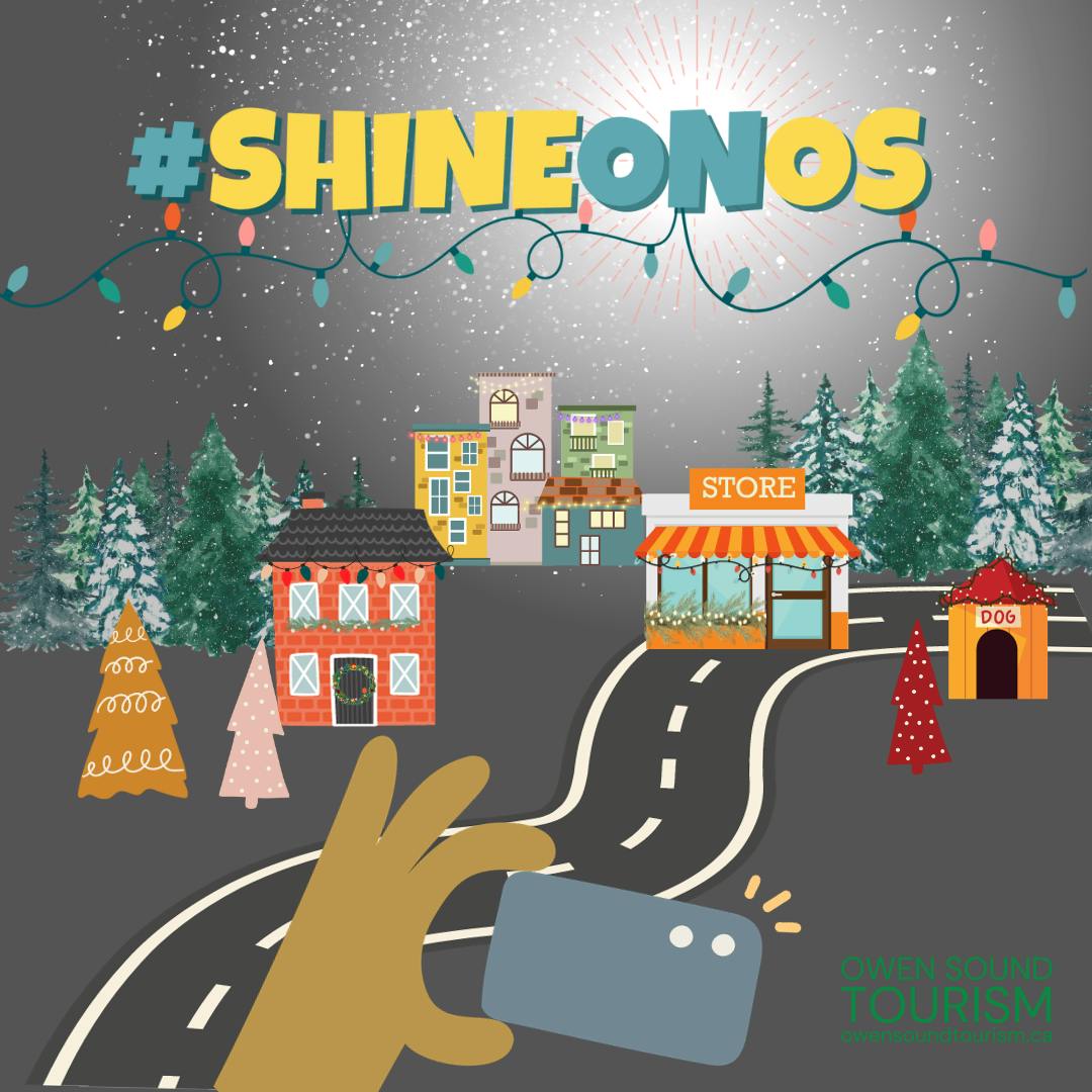 Image of Shine On OS words with lights and buildings