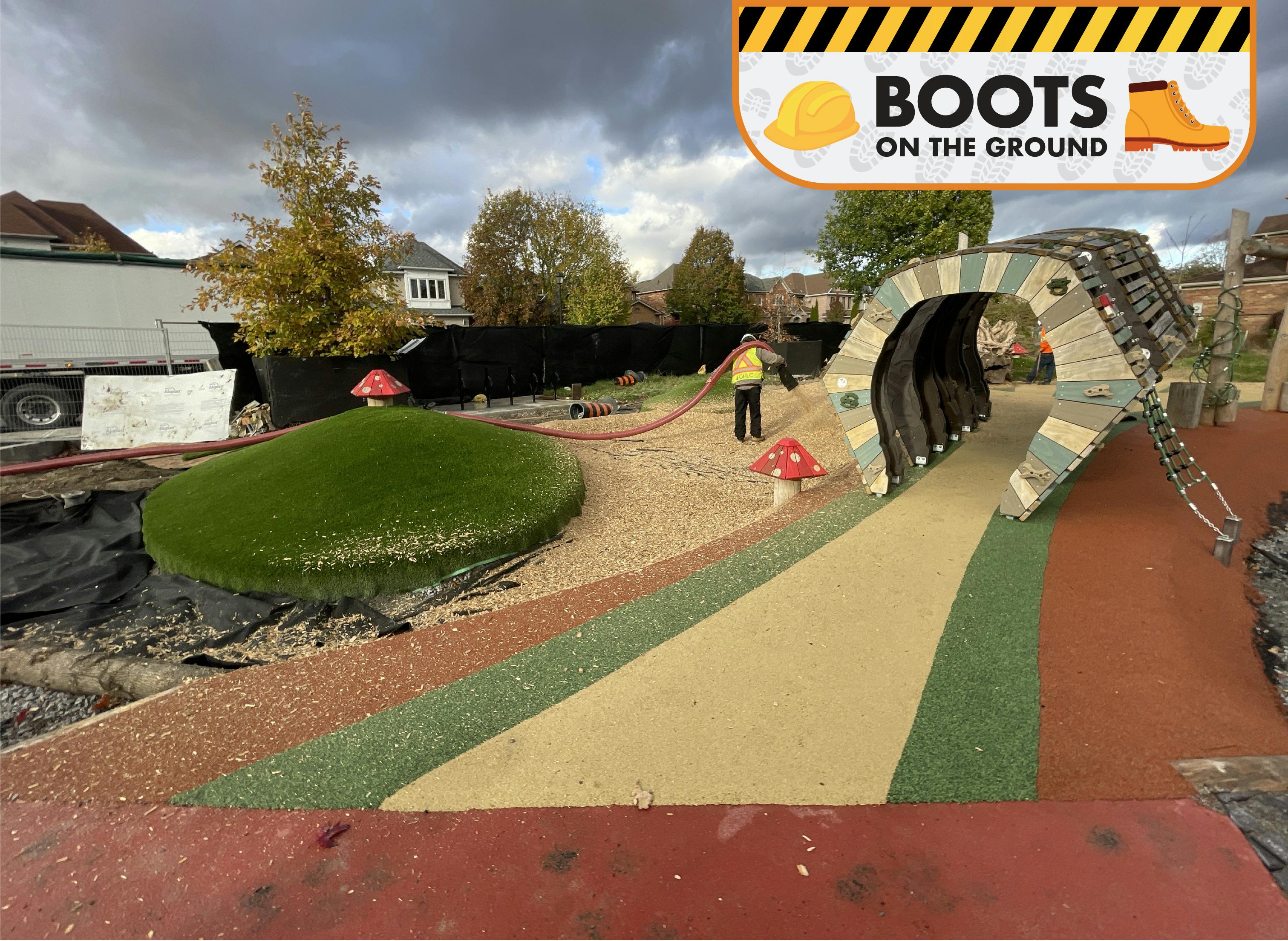 Boots on the Ground - Finishing the playscape soft surface