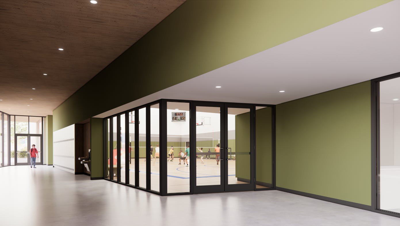 Entrée du gymnase et les casiers