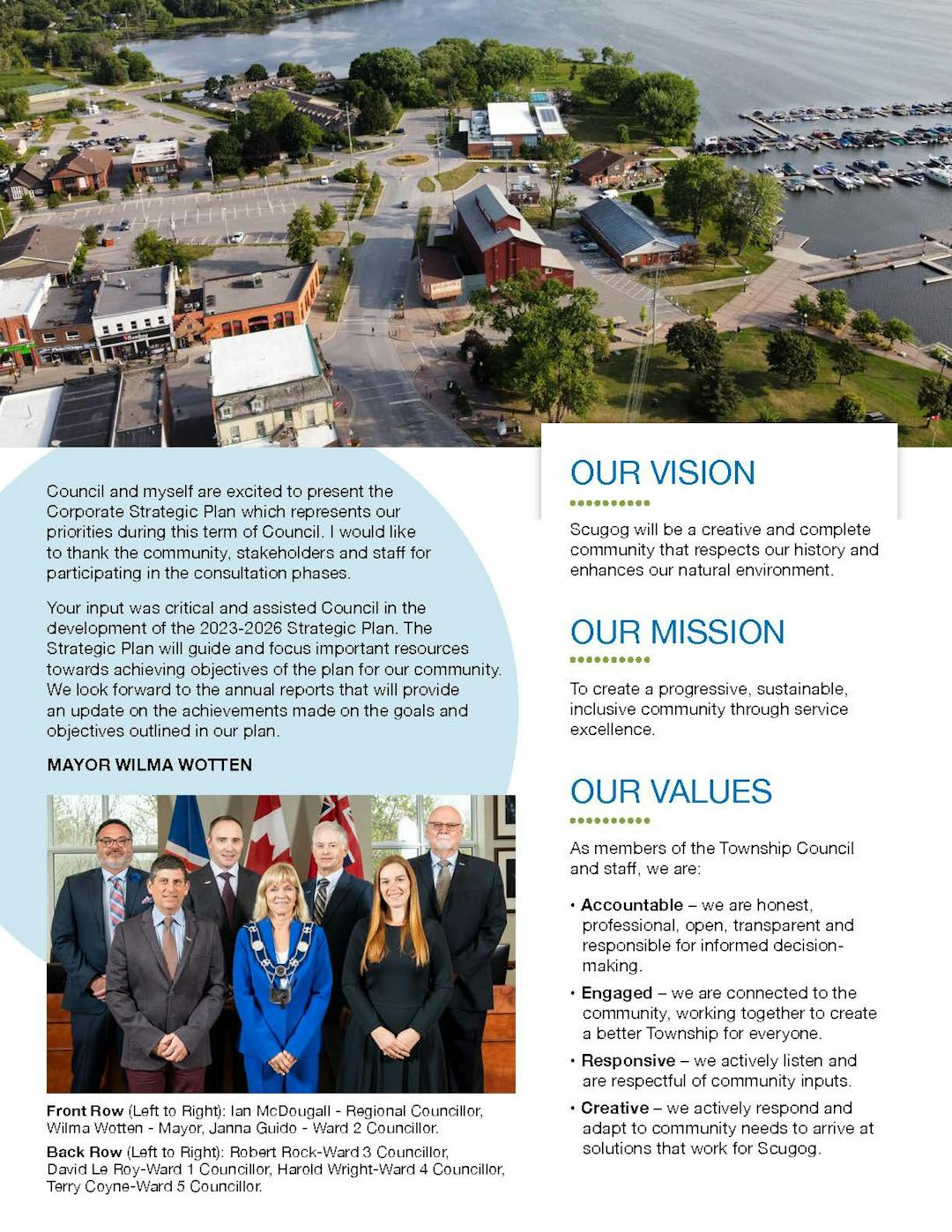 Strategic Plan  Council Image with Vision, Mission and Value statements