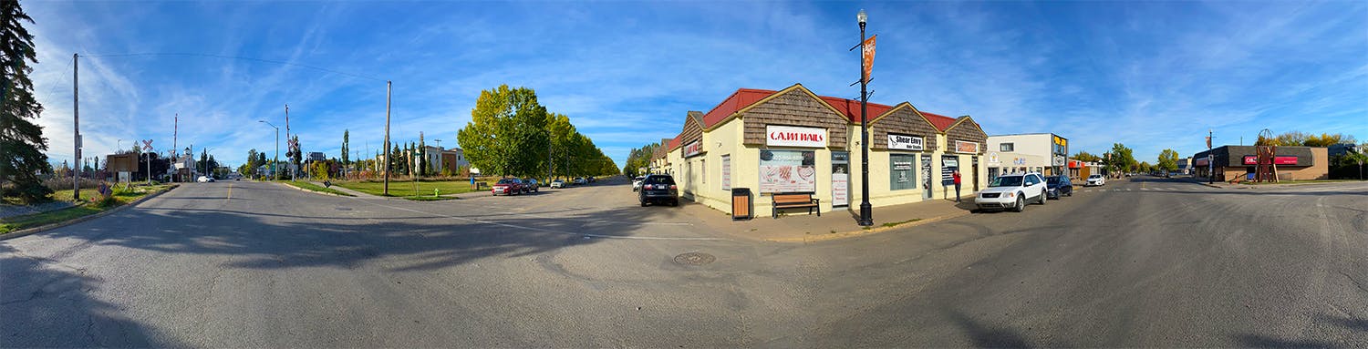 View of 50 Street and 50 Avenue downtown Sylvan Lake