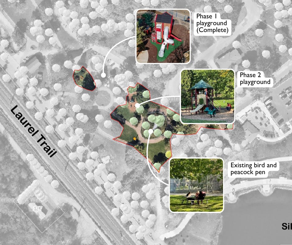 Map of Waterloo Park showing the area impacted for Phase 2 construction.