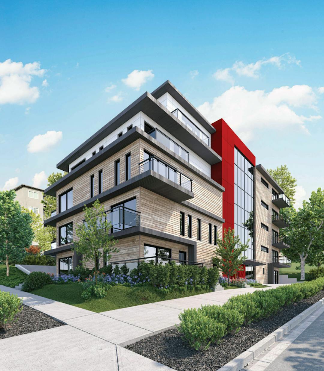 Rendering of proposed new apartment building at 1321 Cariboo Street