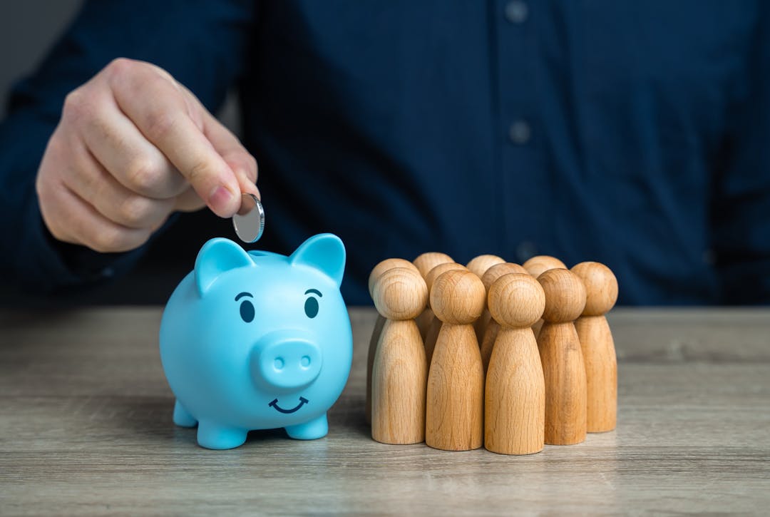 a blue piggy bank