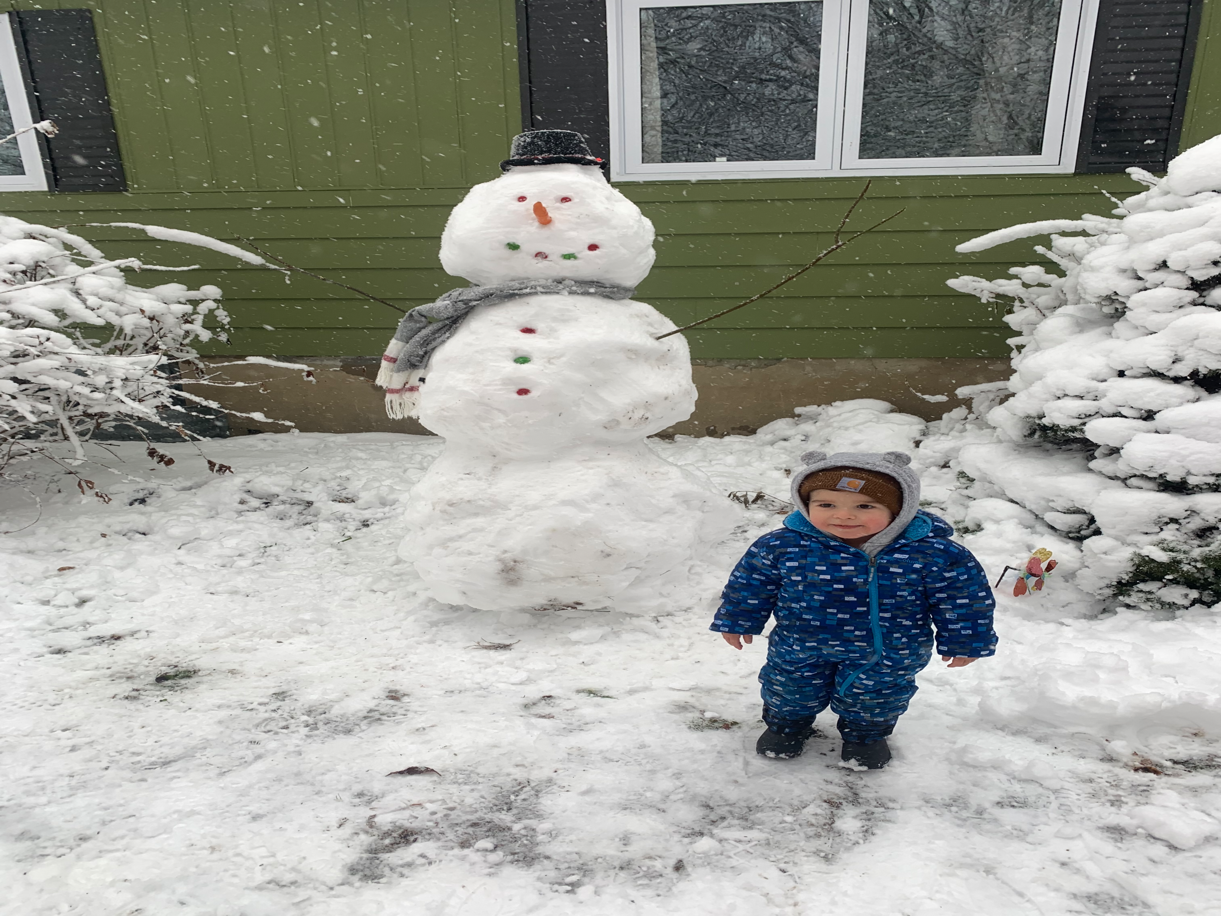Snowman making in this beautiful wintery snow! 
