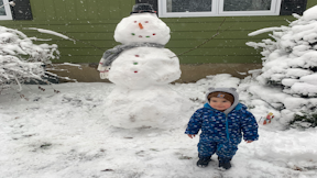 Snowman making in this beautiful wintery snow!