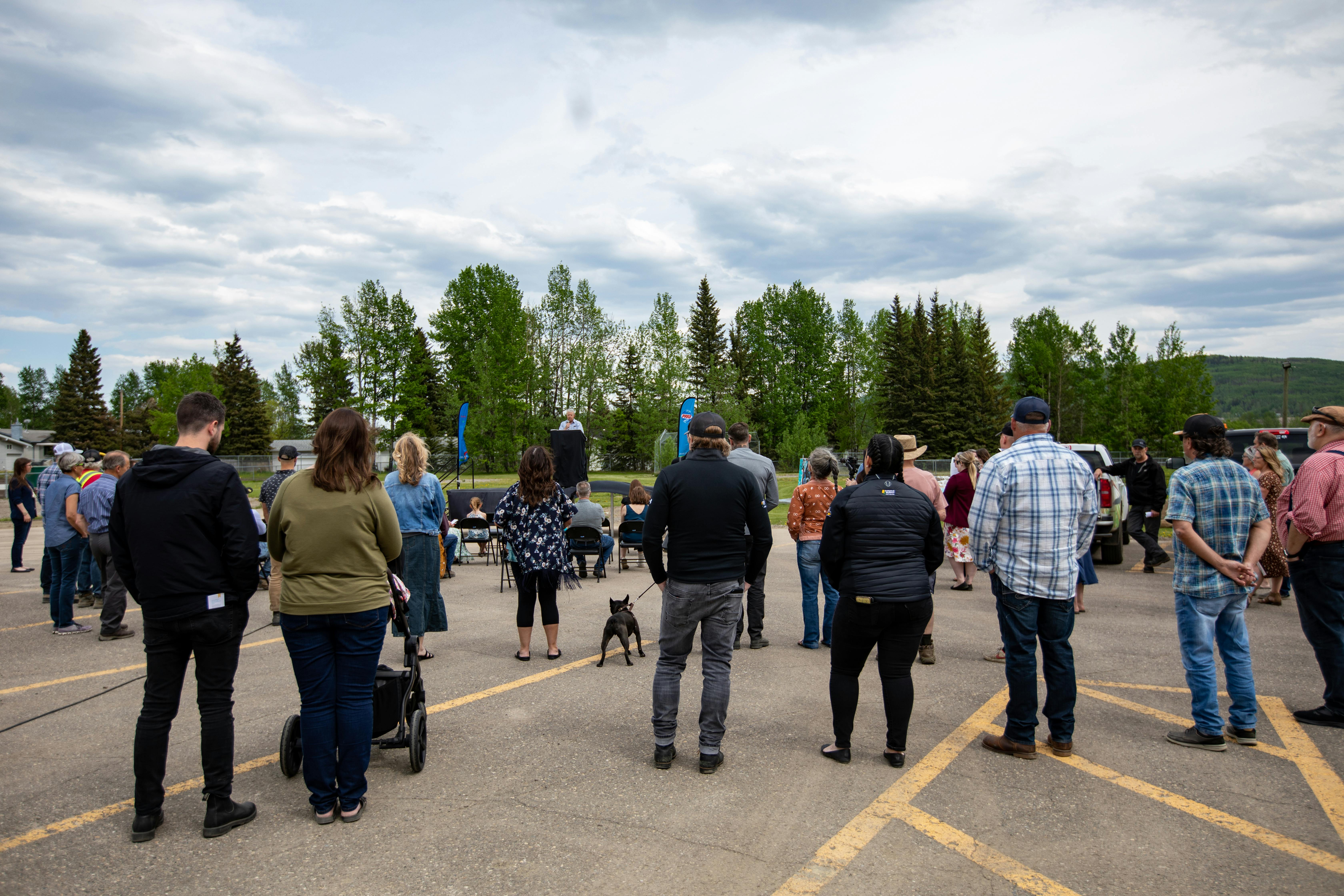 A crowd gathered at the site of the new Chetwynd Public Library building. 