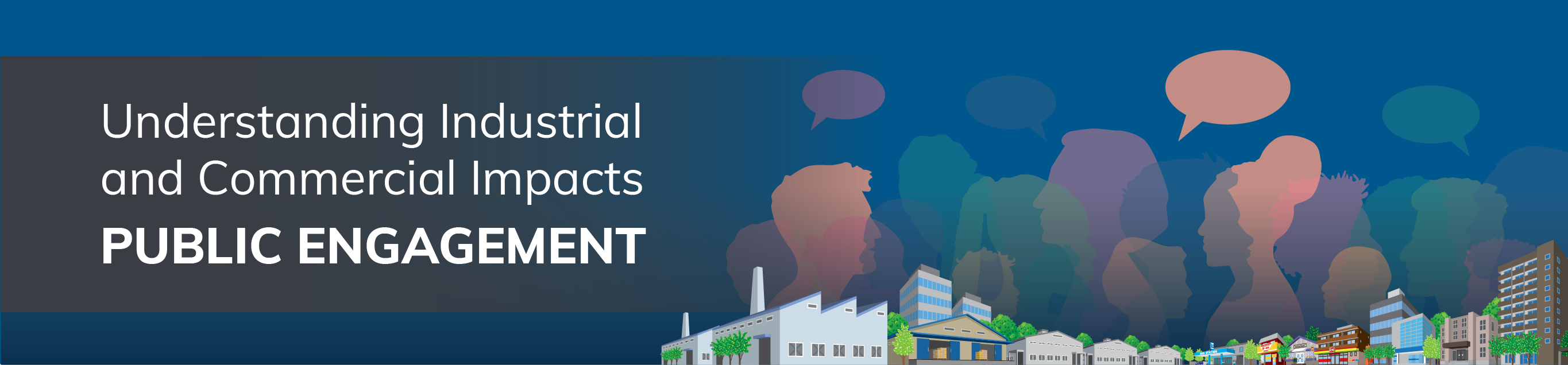 illustration of buildings and outlines of people