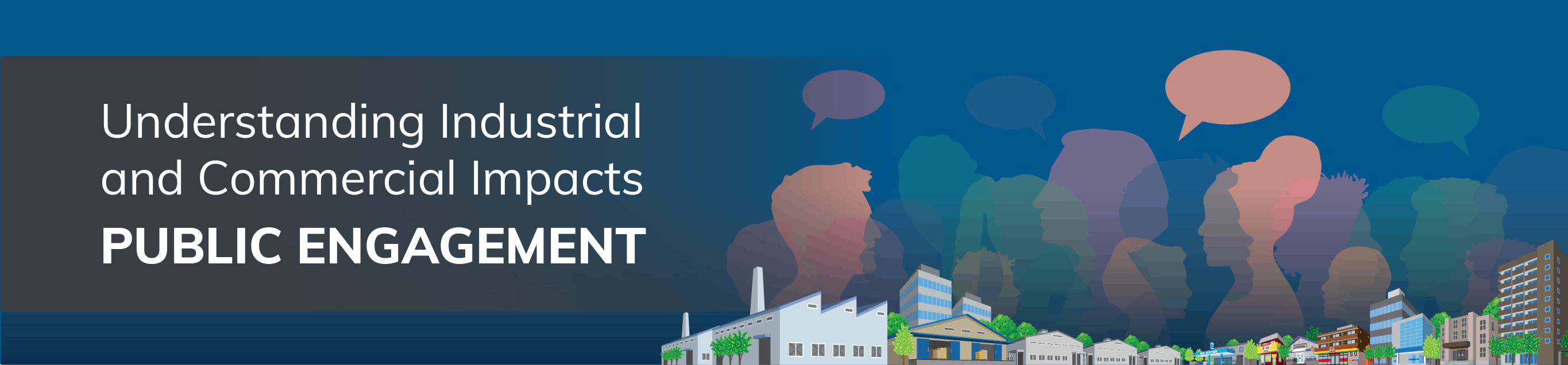 illustration of buildings and outlines of people