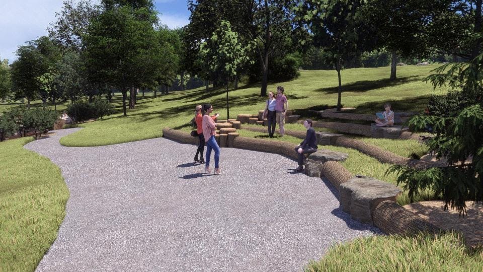 Trails lead to an amphitheater area that can be utilized for several uses.