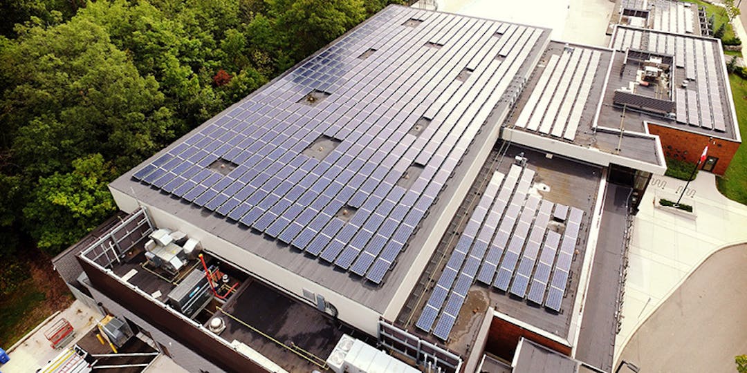 building with solor panels