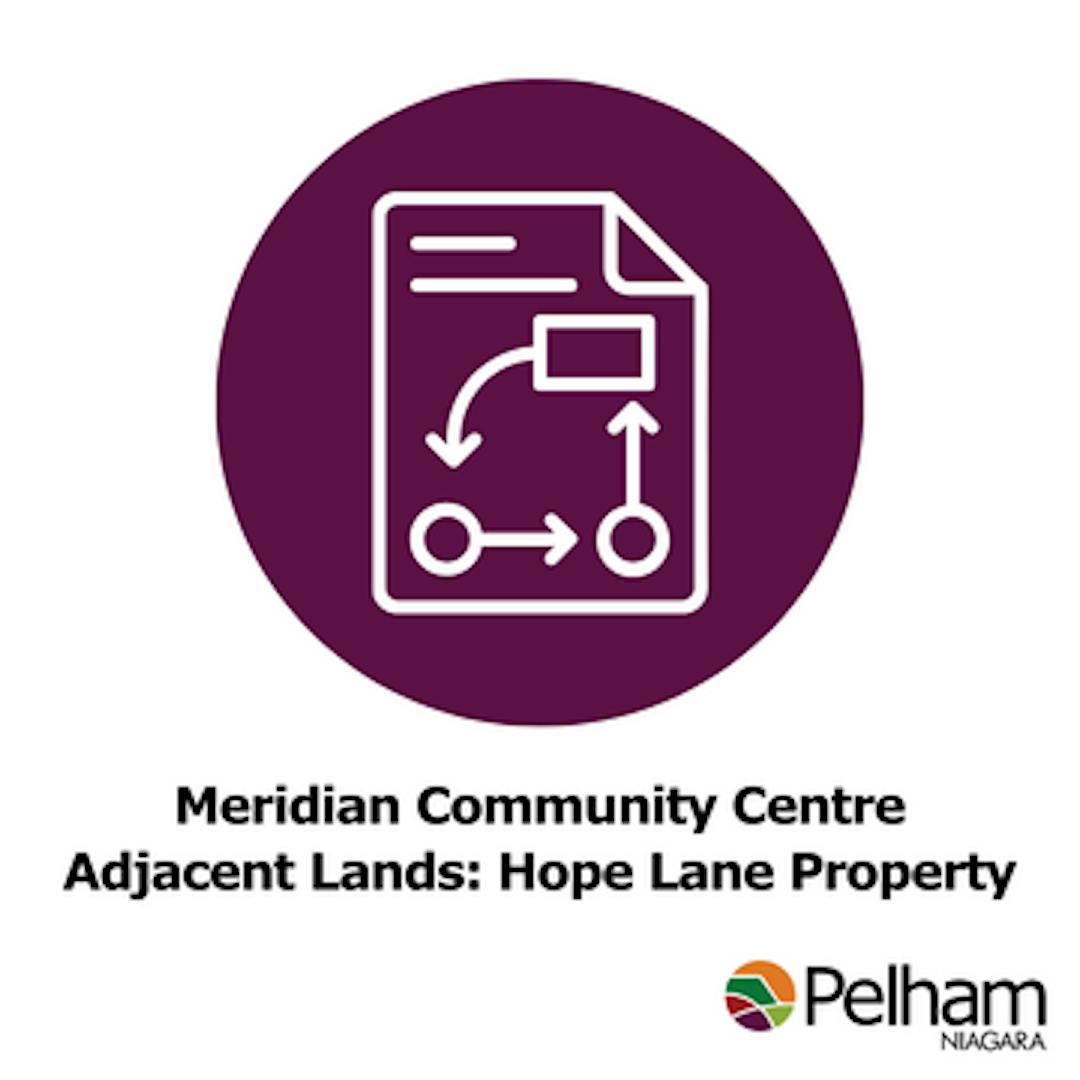 Meridian Community Centre Adjacent Lands with an image of a plan on a purple circle