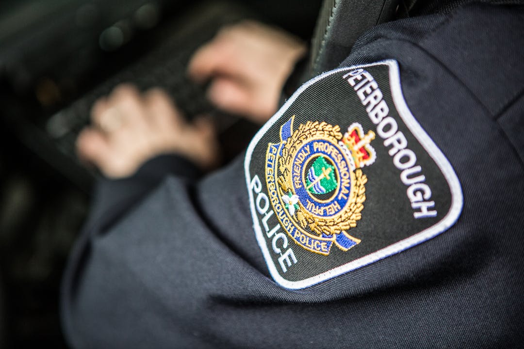 Peterborough Police Badge and text Survey Body Worn Cameras