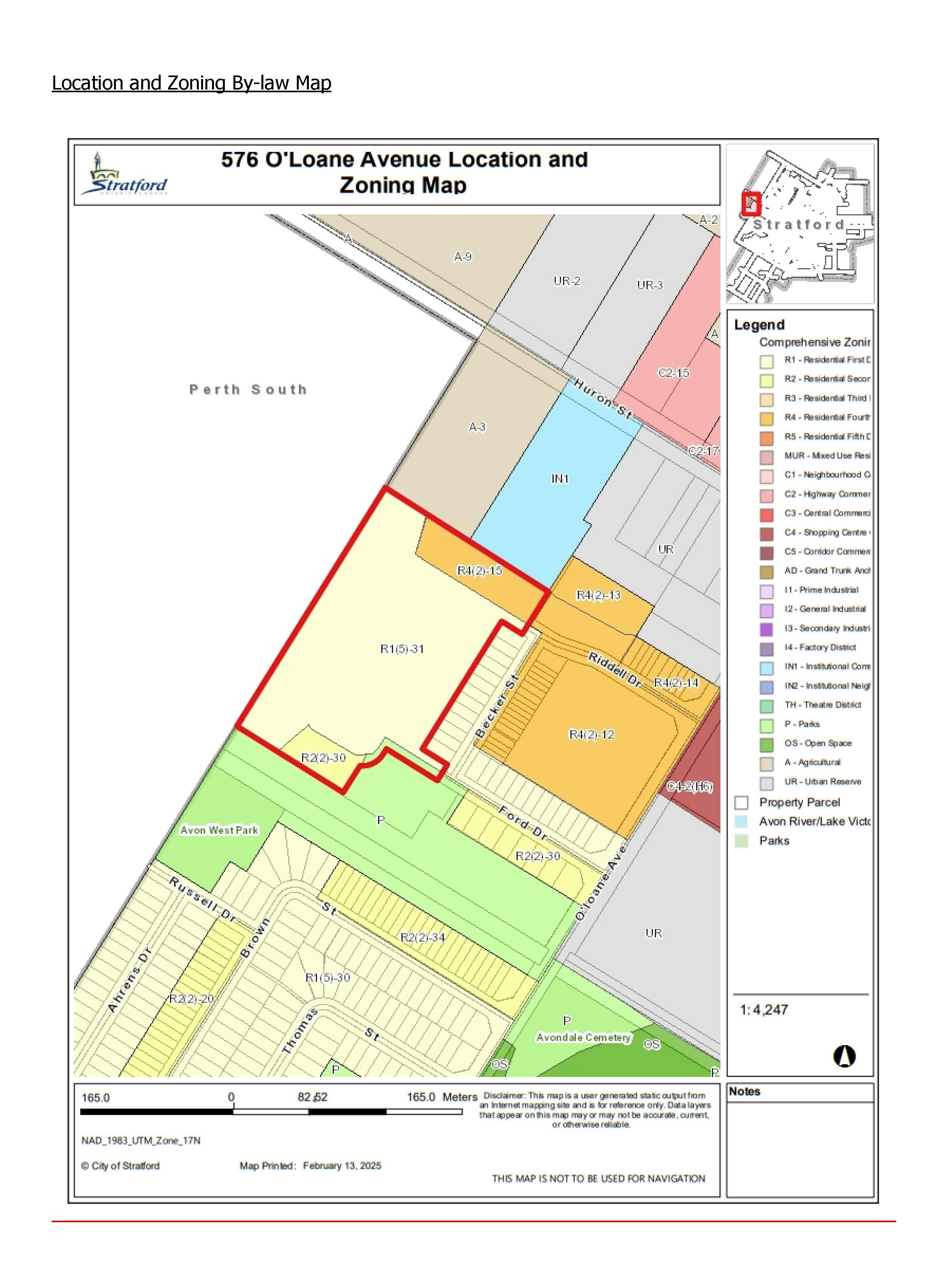 existing zoning and location map