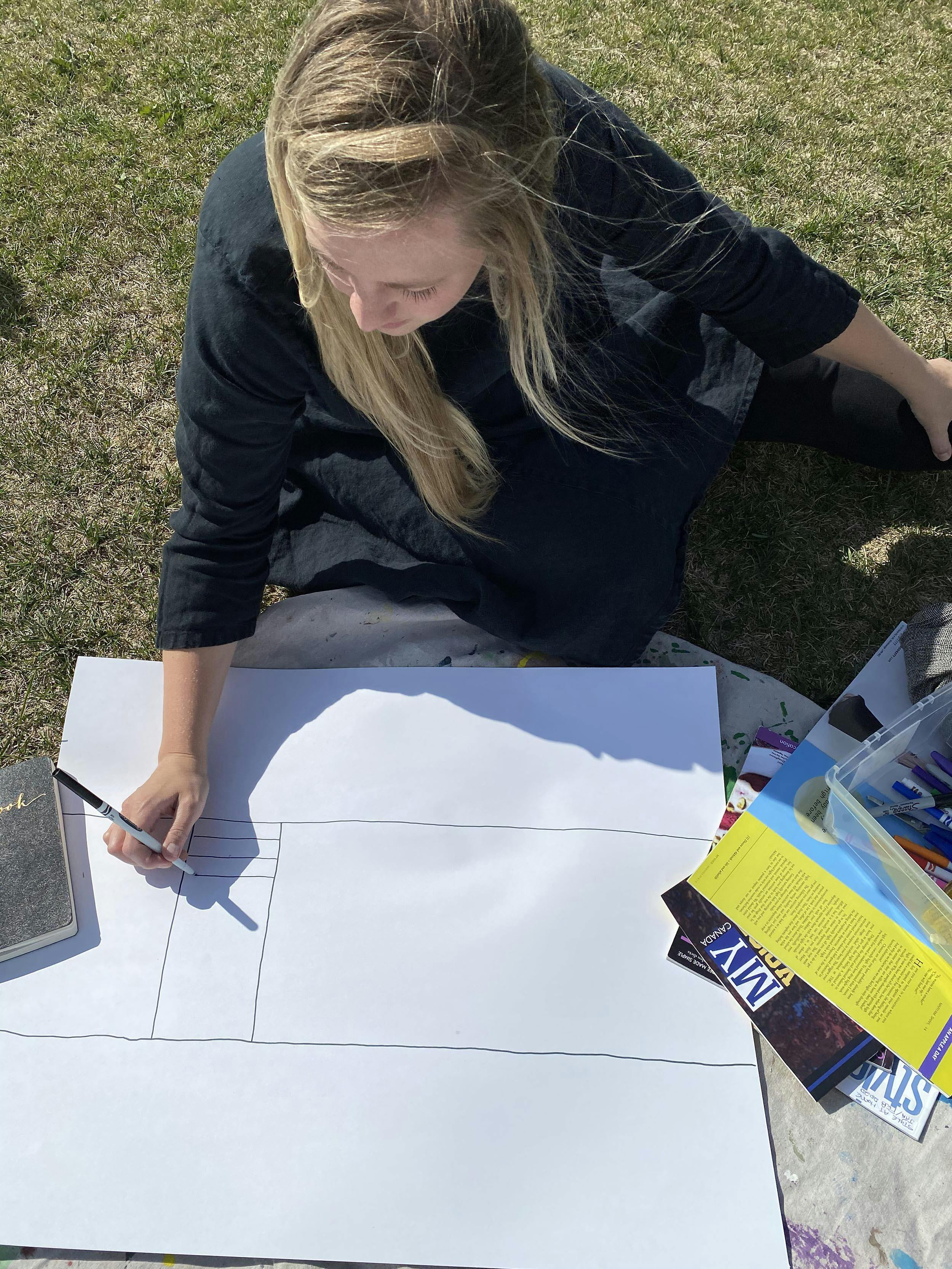 Kaitlyn drawing a picture. 