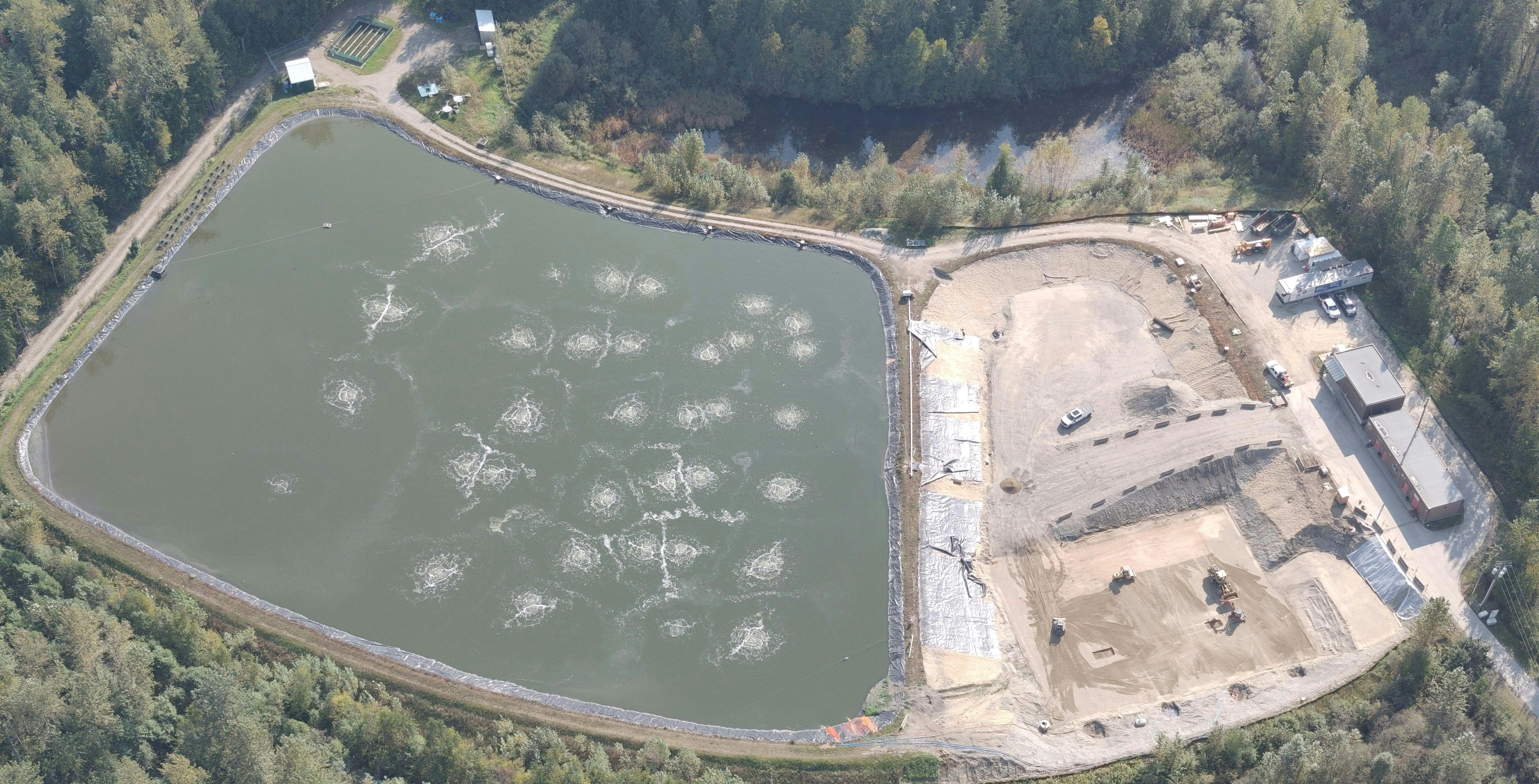 A photo of Revelstoke's Wastewater Treatment Plant from above